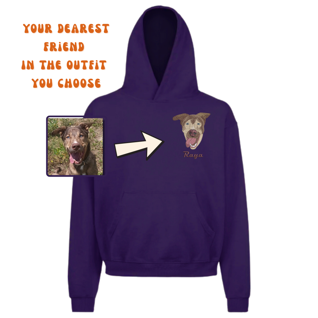Hoodie Embroidered Pet Portrait – Your Pet’s Always with You!