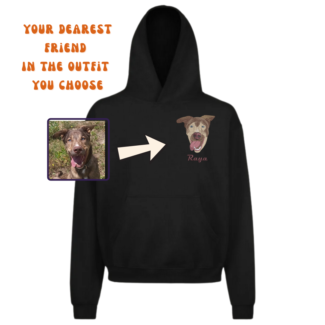 Hoodie Embroidered Pet Portrait – Your Pet’s Always with You!