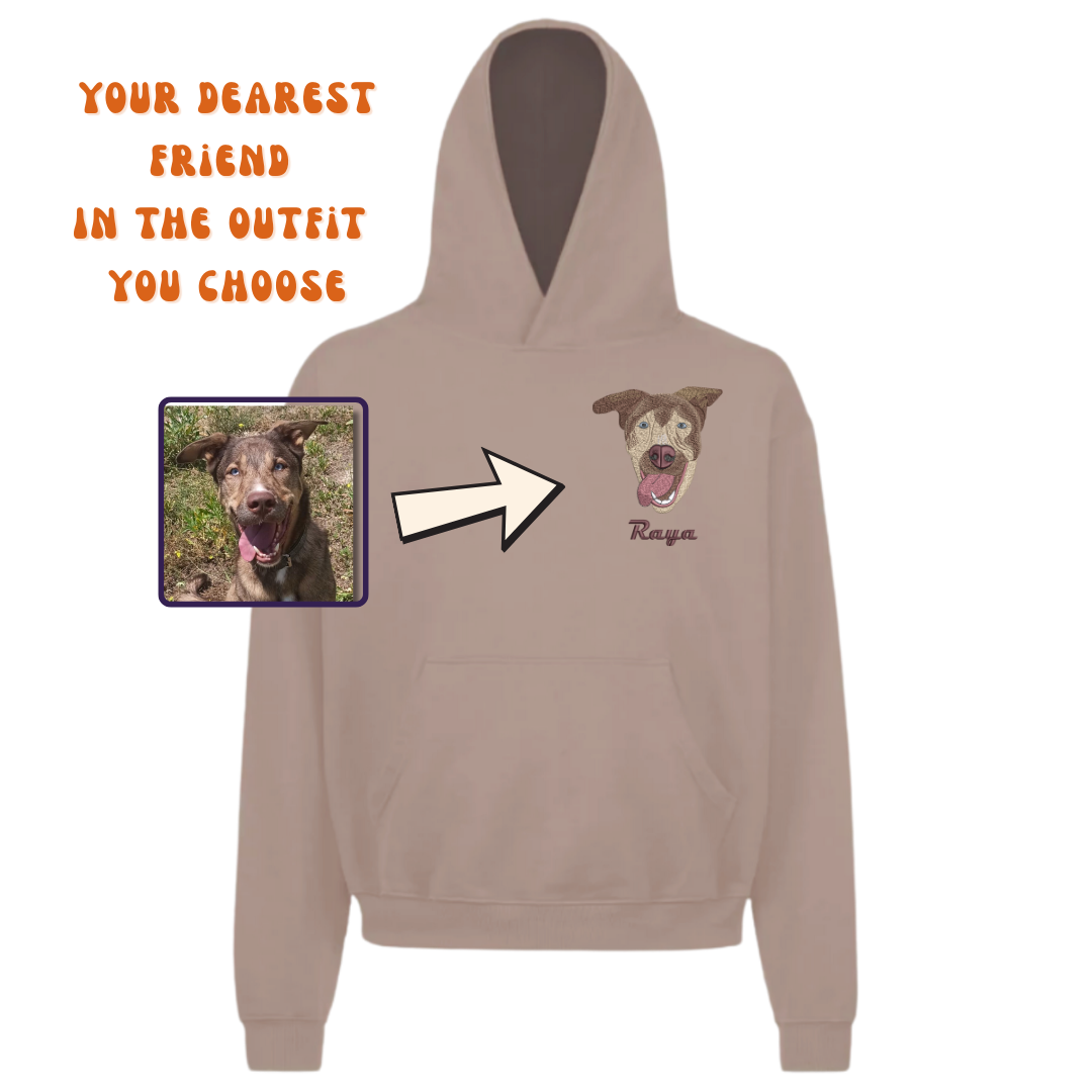 Hoodie Embroidered Pet Portrait – Your Pet’s Always with You!