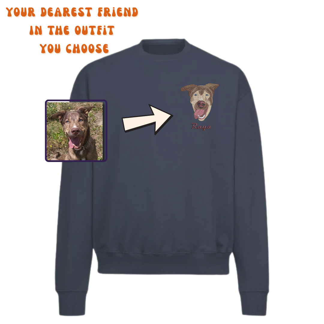 Sweatshirt Embroidered Pet Portrait – Your pet's always with you!
