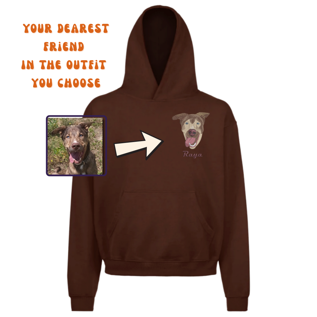 Hoodie Embroidered Pet Portrait – Your Pet’s Always with You!