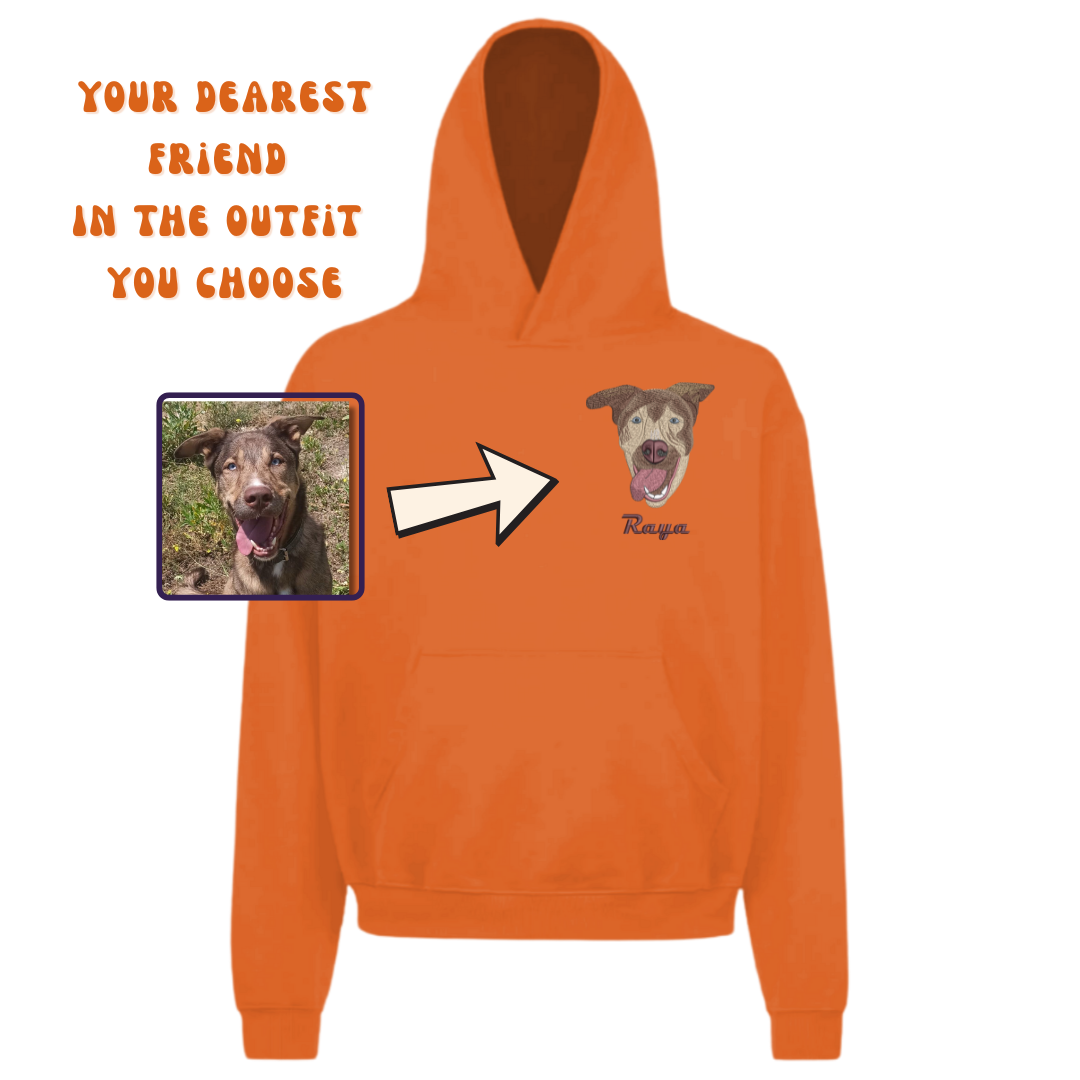 Hoodie Embroidered Pet Portrait – Your Pet’s Always with You!