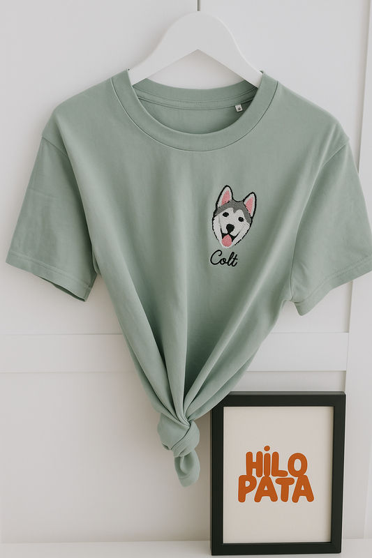 T-Shirt Embroidered Pet Portrait – Your pet's always with you!