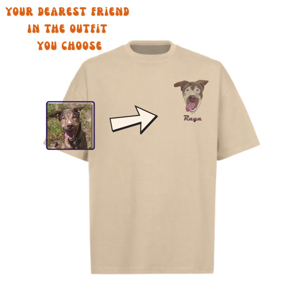 T-Shirt Embroidered Pet Portrait – Your pet's always with you!