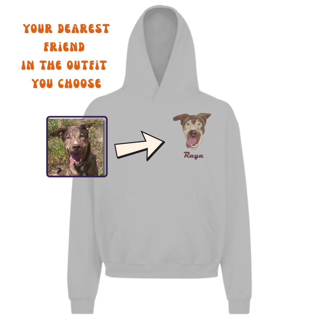Hoodie Embroidered Pet Portrait – Your Pet’s Always with You!
